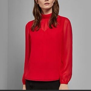 Ted Baker London “Temia” Red Silk Blouse Size 3 US Size 6-8